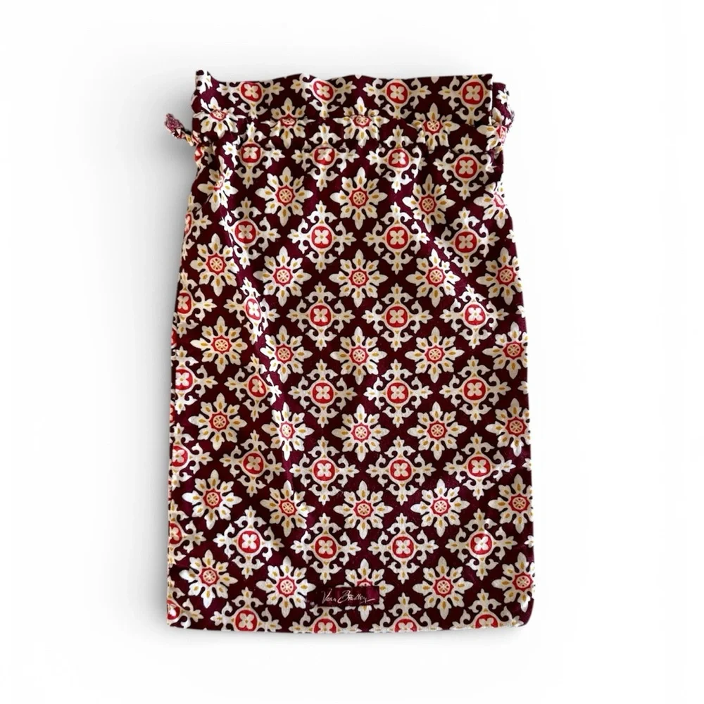Vera Bradley Small Drawstring Ditty Bag, Medallion Maroon (Print Pattern)